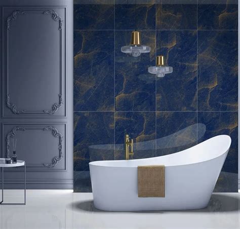 High Gloss Ceramic Blue Floor Tile Bathroom Tile Size Ft Mm 2x4 Ft