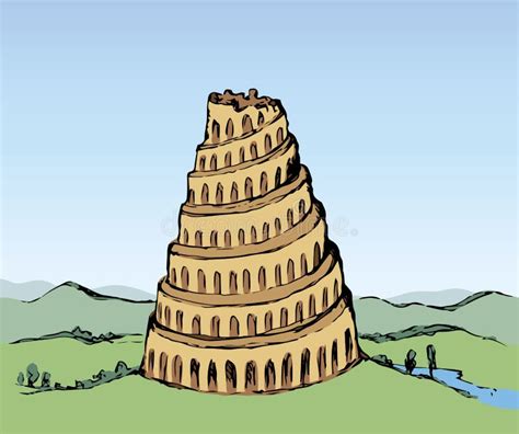 Tower Of Babel Vector Drawing Stock Vector Illustration Of Legend