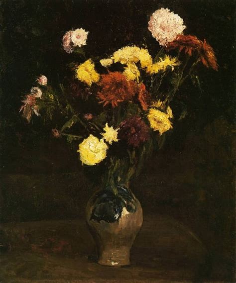 Vase Of Carnations And Zinnias Vincent Van Gogh