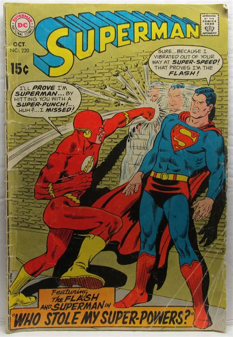 SUPERMAN (No. 220, Oct. 1969) Flash | rose-city-books | Superman comic ...