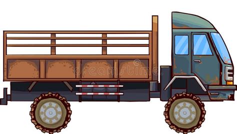 Rustic Old Cargo Truck Illustration With Muddy Tires Stock Illustration Illustration Of Rustic