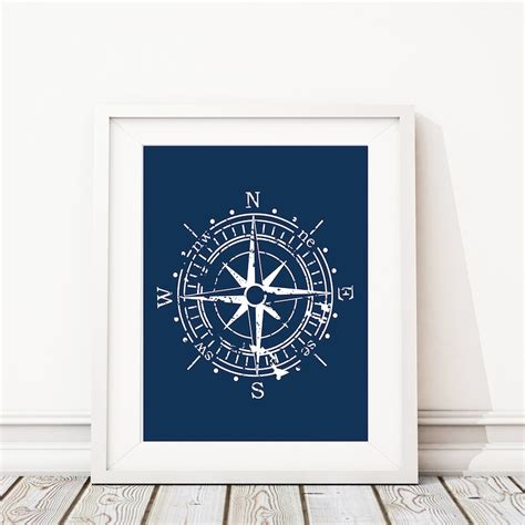 Compass Art Compass Print Nautical Decor Nautical Etsy