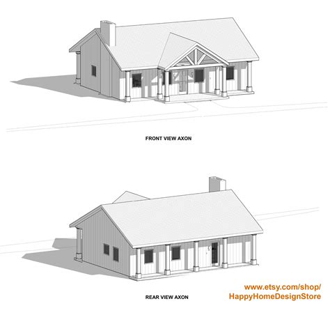 Cottage 3 Bed 2 Bath 40x26 Custom House Plans And Blueprints Etsy