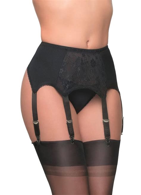 Premier Lingerie Strap Suspender Garter Belt With Lace Front Panel