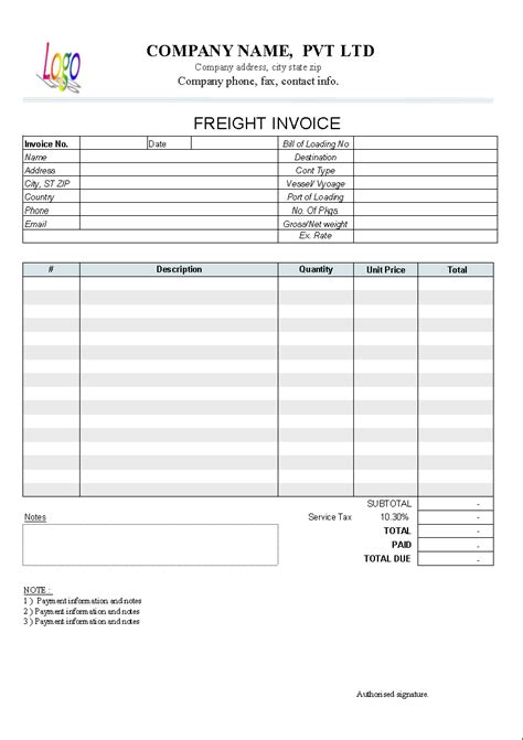 Trucking Invoice Template Free Weve Also Included Common Service Items