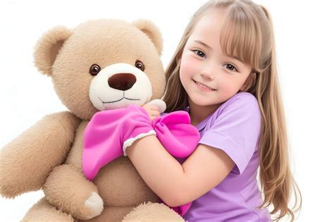 Premium Ai Image Girl Holding A Teddy Bear Generative Ai