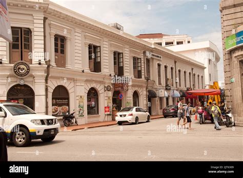 Street Scene With Old Colonial Buildings Georgetown Penang Malaysia