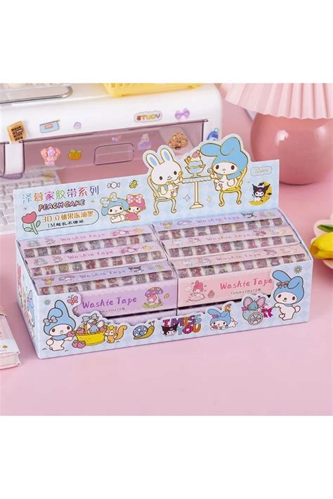 Genel Markalar 10 lu Sanrio Kawai Kuromi My Melody Figür Washi Tape