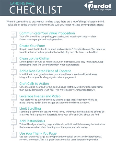 Your Essential Landing Page Checklist Landing Page Checklist