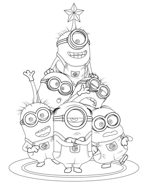 Minions Christmas Coloring Pages