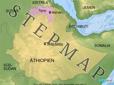 Stepmap Thiopien Landkarte F R Ostafrika