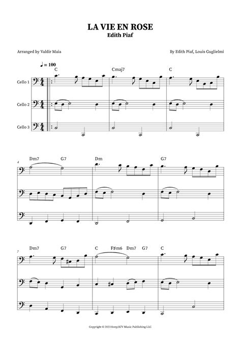 La Vie En Rose Arr Valdir Maia By Edith Piaf Sheet Music For String Ensemble At Sheet Music