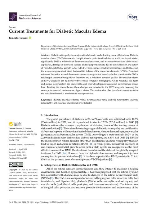 Pdf Current Treatments For Diabetic Macular Edema