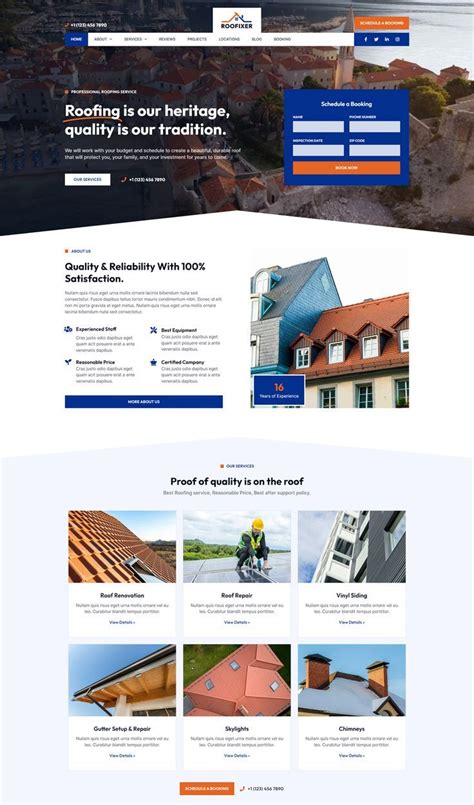 Roofing Service Elementor Pro Template Kit Service Schedule Roofing