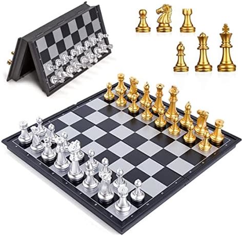 Foldable Magnetic Chess Set With Deluxe Gold And Silver Magnet Chess