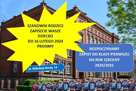 Zapisy do klasy pierwszej na rok szkolny 2024 2025 Szkoła podstawowa