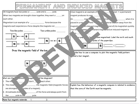 Aqa Gcse Physics Magnetism And Electromagnetism Summary Worksheets