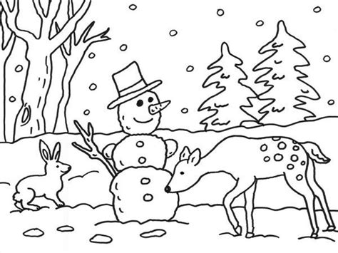 Coloriages Dhiver Le Bonhomme Des Neige Des Bois