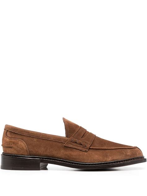 Tricker S Suede Penny Loafers In Brown For Men Lyst UK