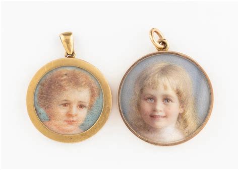 Lot Two Gold Portrait Lockets