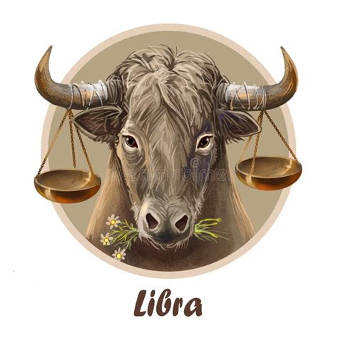 Libra Metal Ox Year Horoscope Zodiac Sign Isolated. Digital Art ...