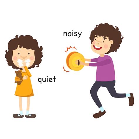 Opposite Quiet And Noisy Vector Illustration Premium Vector