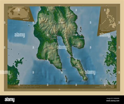 Southern Leyte Province Of Philippines Colored Elevation Map With