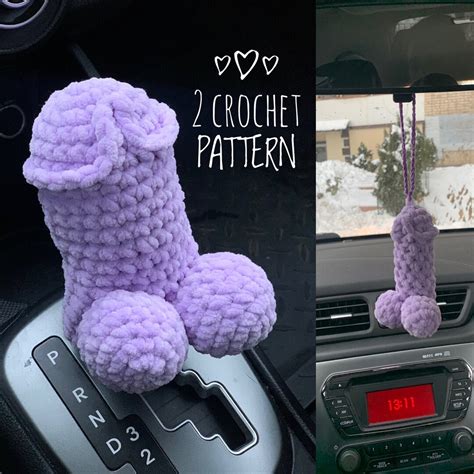 2 Easy Crochet Pattern Pdf Shift Knob Beanie Penis And Rearview Mirror