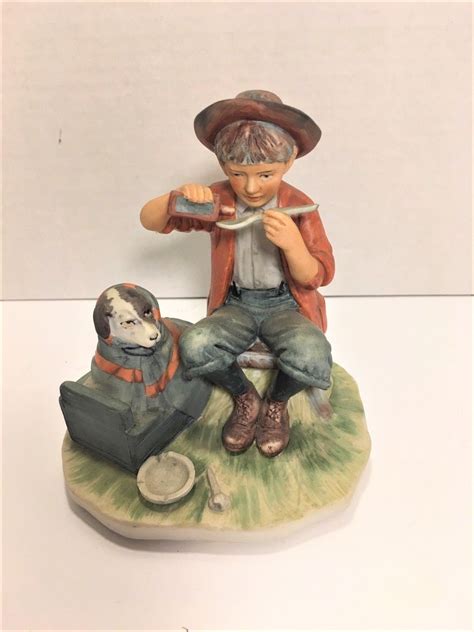 Vintage Gorham 1974 Norman Rockwell Figurine A Boy And His Dog Saturday