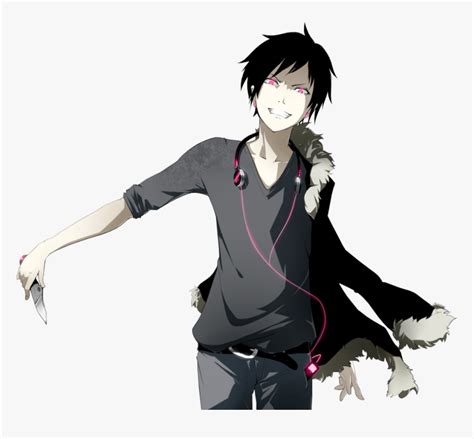 Black Hair Pink Eyes Anime Boy, HD Png Download - kindpng