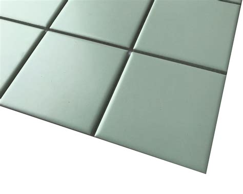 4"x4" Light Green Square Porcelain Mesh Mounted Tile