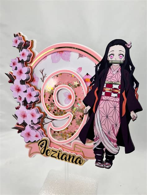 Nezuko Shaker Cake Topper Demon Slayer Party Nezuko Birtdhay Party C