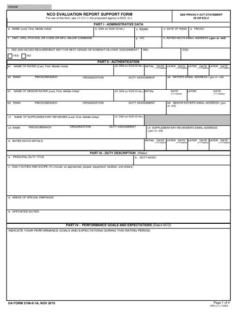 Army Ncoer Support Form