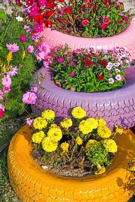 Tire Recycling Planter Ideas For Garden Decoration Shilpidea