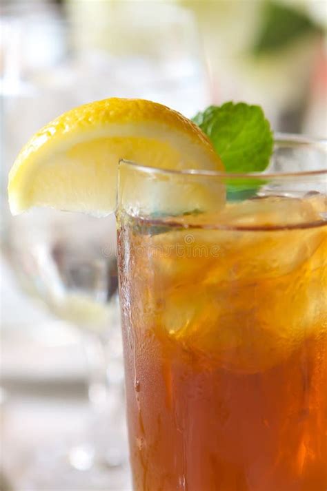 Glass Of Ice Tea On A Sun Drenched Table Stock Image Image Of Detail