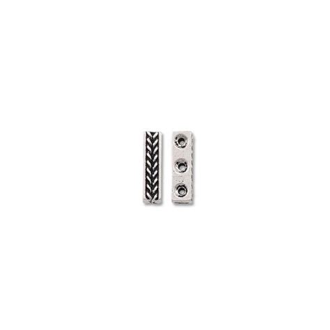 Tierracast Link Braided Bar 3 Hole 15x4mm Pewter Antique Silver Plated 1 Pc