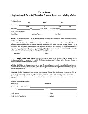 Fillable Online Scdiocese Registration And Parental Guardian