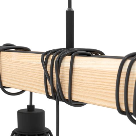 Suspension Townshend 5 Noire Et Bois Clair E27 9 60 W EGLO