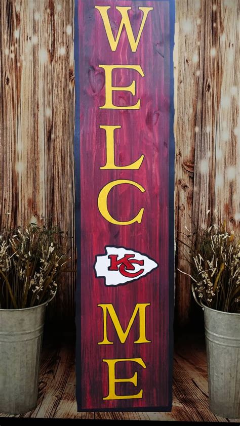 Kansas City Chiefs Welcome Sign Chiefs Sign Chief Porch Etsy