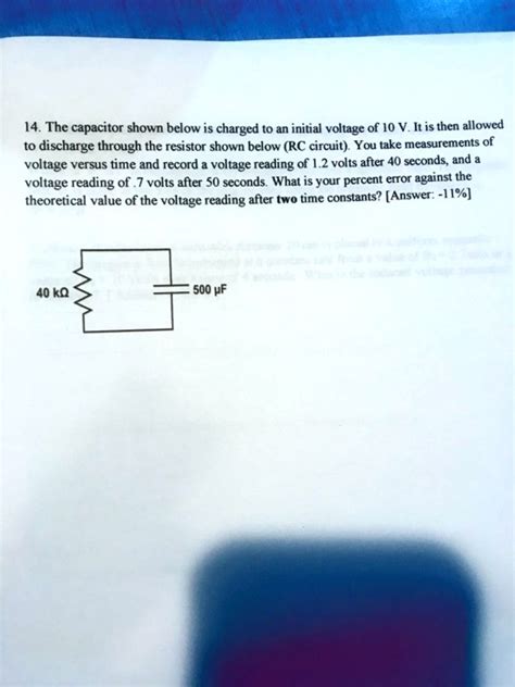 Solved The Capacitor Shown Below Is Charged To An Initial Voltage