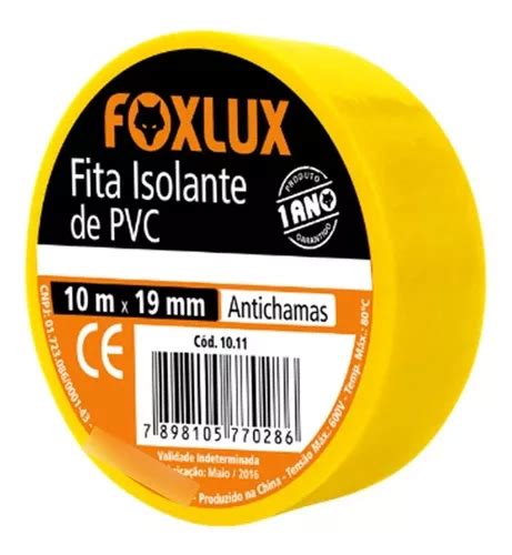 Fita Isolante Pvc Antichama Colorida Amarela 19mm X 10mts