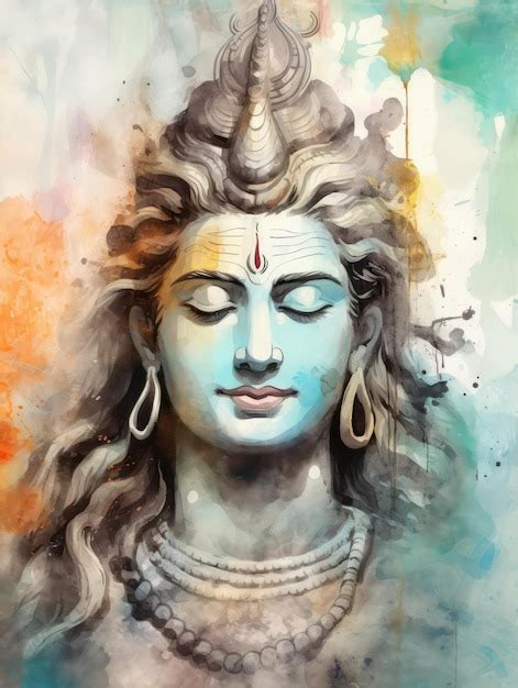 Premium AI Image Lord Shiva Statue Painting Artwork Generative AI