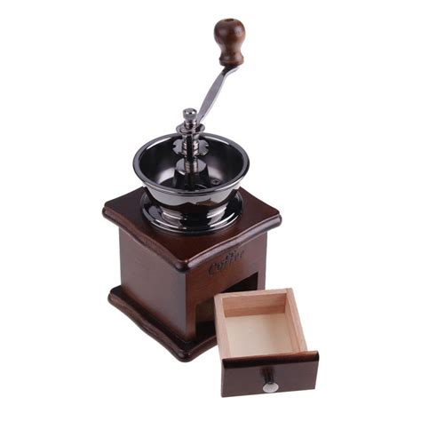 Classical Wooden Mini Coffee Grinder Manual Stainless Steel Retro