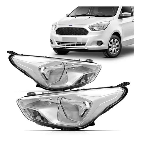 Par Farol Ford Ka 2015 2016 2017 2018 Máscara Cromada Parcelamento