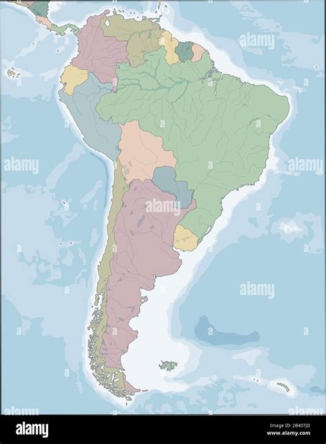 Mapa Del Vector Del Continente America Del Sur Con Paises Vector De