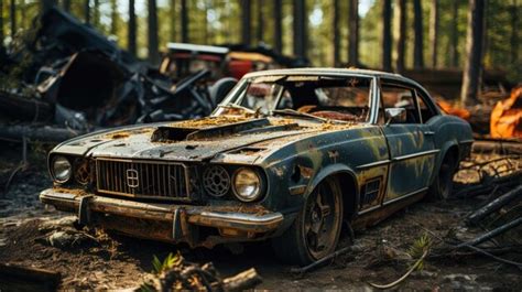 Premium Ai Image Haunting Image Of A Car In The Aftermath Of A Severe