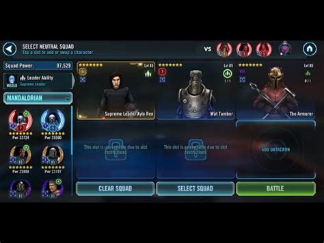 SWGOH GAC 3v3 SLKR Wat Armorer Vs LV Maul Royal Guard With