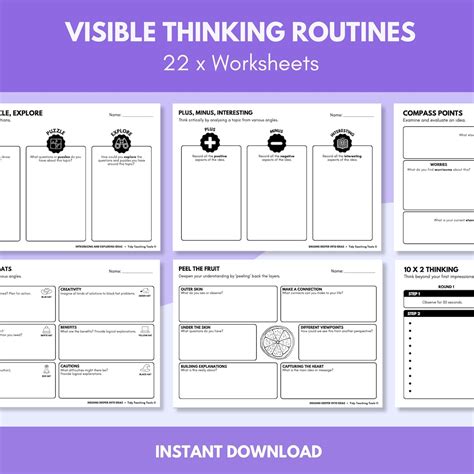 22 X Visible Thinking Routines Worksheets Cultures Of Thinking Etsy