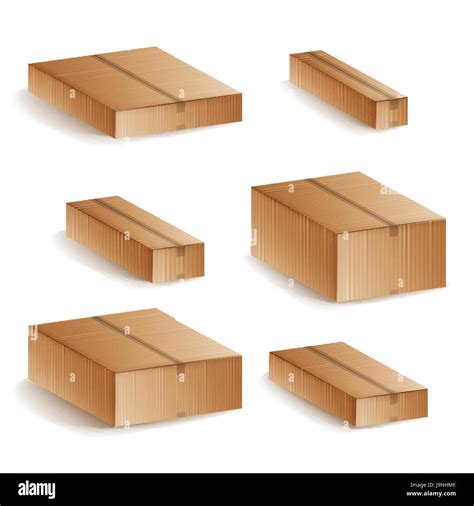 Realistic Cardboard Boxes Set Isolated Vector Illustration Closed