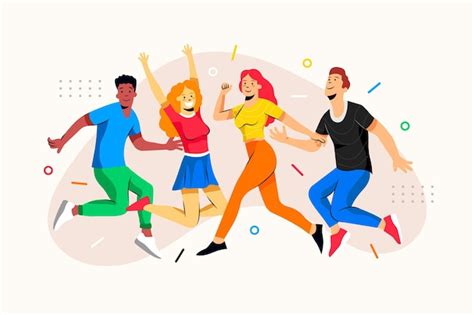 Free Vector Flat Youth Day Jumping People